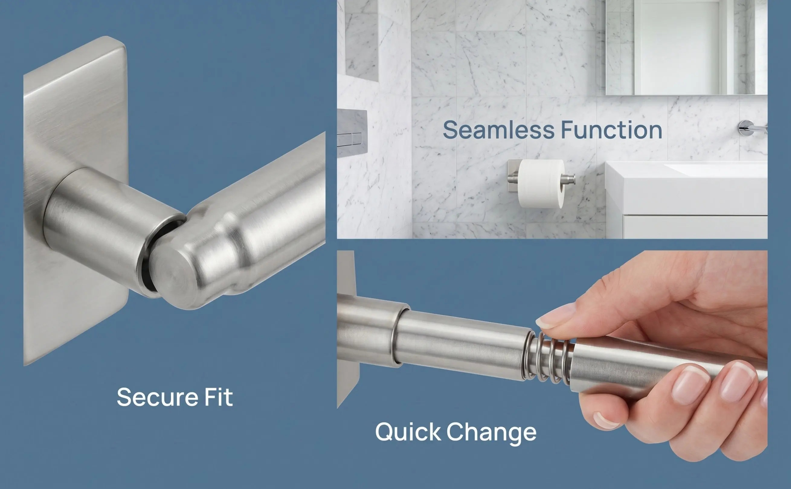 Stainless Steel Toilet Paper Holder Spring Loaded Rod Telescopic Replacement Rod Tissue Box Chrome Bathroom Paper Roll Dispenser