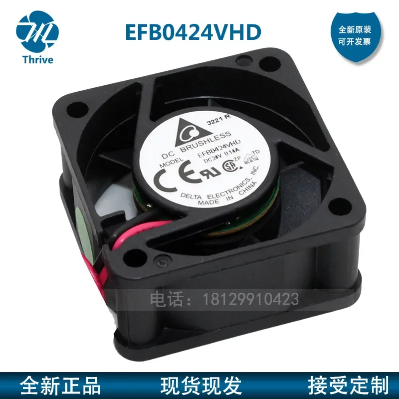Delta EFB0424VHD 24V 0.14A 40mm 4020 2-Wire Inverter Double Ball Bearing Small Cooling Fan for Electronic Devices