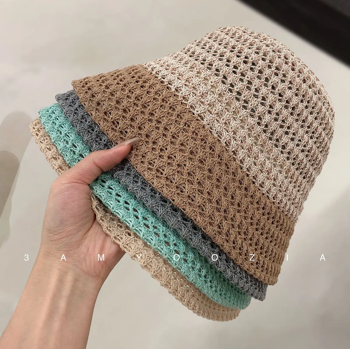 Unique Design Gradient Sun Bucket Hat Luxury Sense INS Style Elegant Versatile Blue Straw Bucket Hat