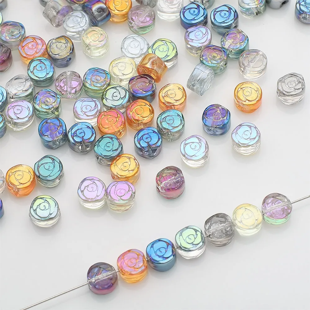 

50Pcs 6mm Mixed Crystal Glass Round Loose Spacer Beads Screw Thread Shape For DIY Handmade Earing Necklace Garment Accessory