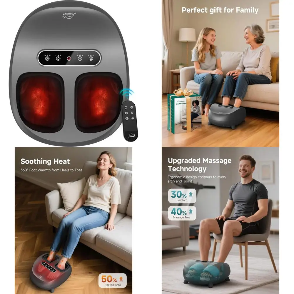 مدلك قدم شياتسو ساخن لتخفيف التبول العصبي، العجن العميق والتدحرج، جهاز التحكم عن بعد، يناسب المقاسات 1-14 #1