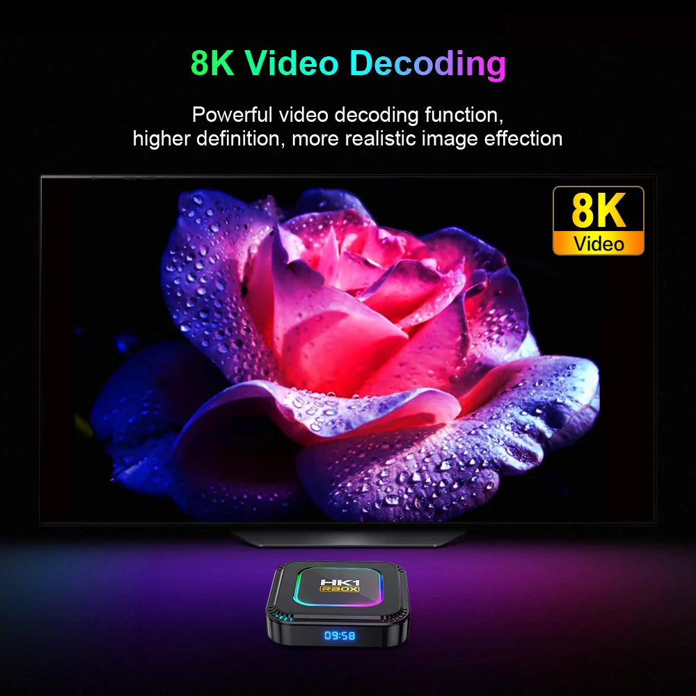 스마트 TV 박스 구글 글로벌 미디어 플레이어 셋톱 박스, HK1 RBOX K8, 안드로이드 13, RK3528, 4G, 32G, 64G, 128G, 5G, 와이파이 6, 4K, 8K, 3D BT