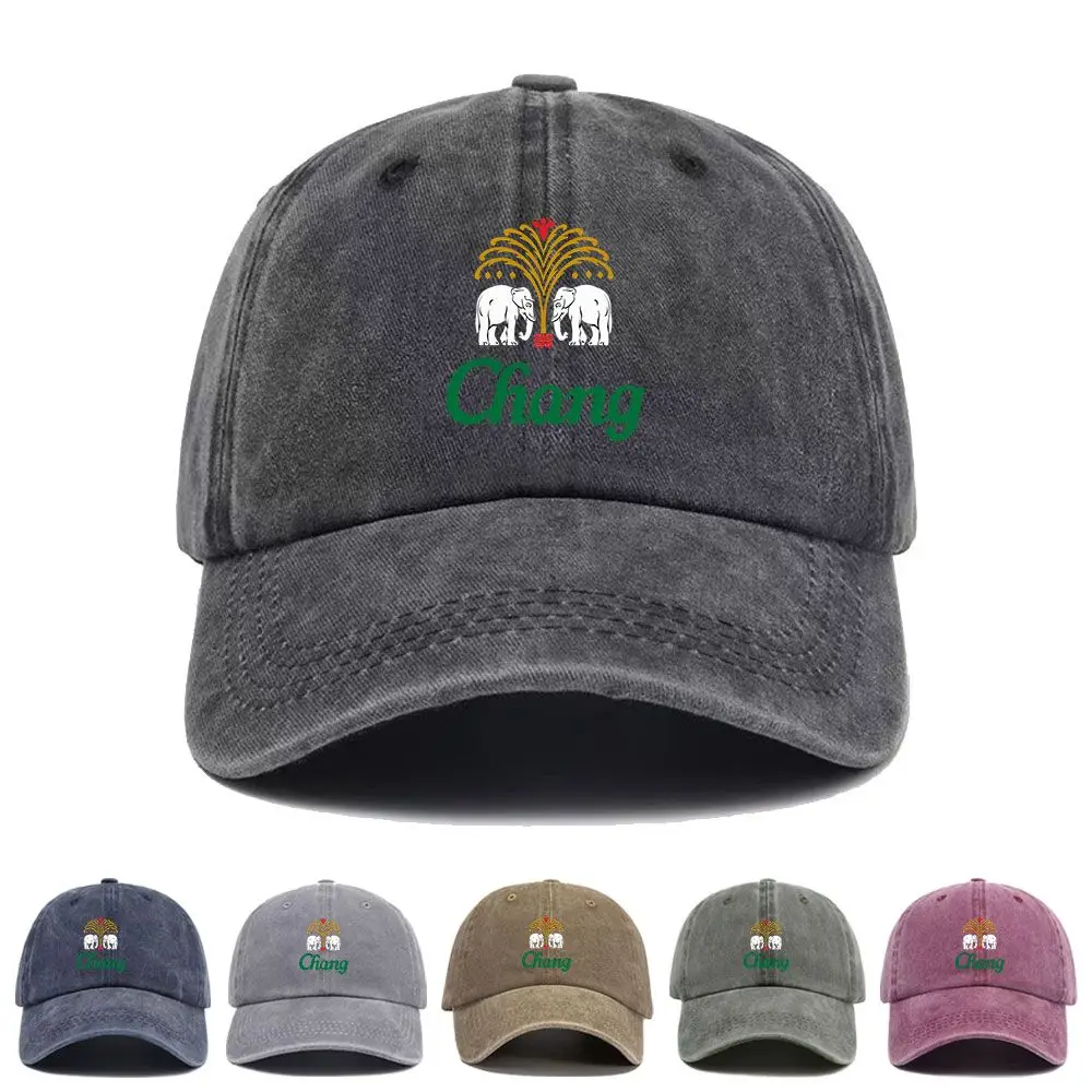 Vintage Washed Baseball Cap Chang Beer Print Graphic Unisex Streetwear Casual Trucker Style Summer Cotton Sun Hat