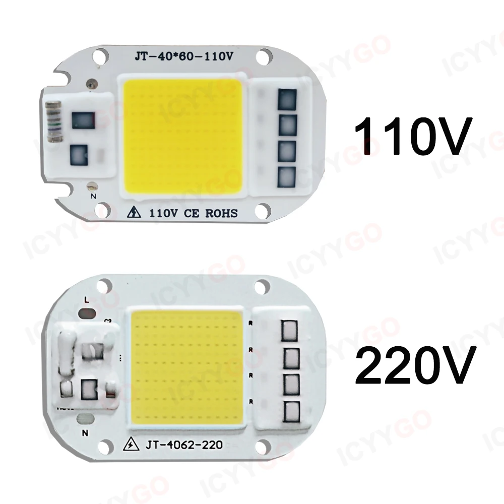 Puce de perle de lampe LED COB, IC intelligent, pas besoin de pilote, AC 110V, 220V, 20W, 30W, 50W, technologie DOB pour la croissance des plantes