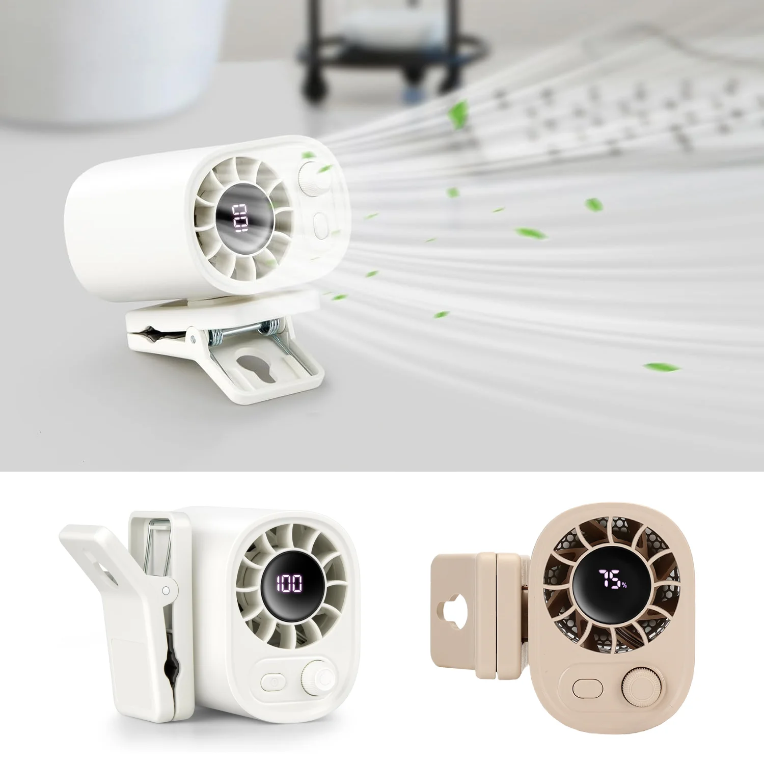 

Мини-портативный вентилятор с зажимом, охлаждающий вентилятор с зажимом и регулируемым ветром и перезаряжаемым устройством для офиса, кемпинга, путешествий, спорта