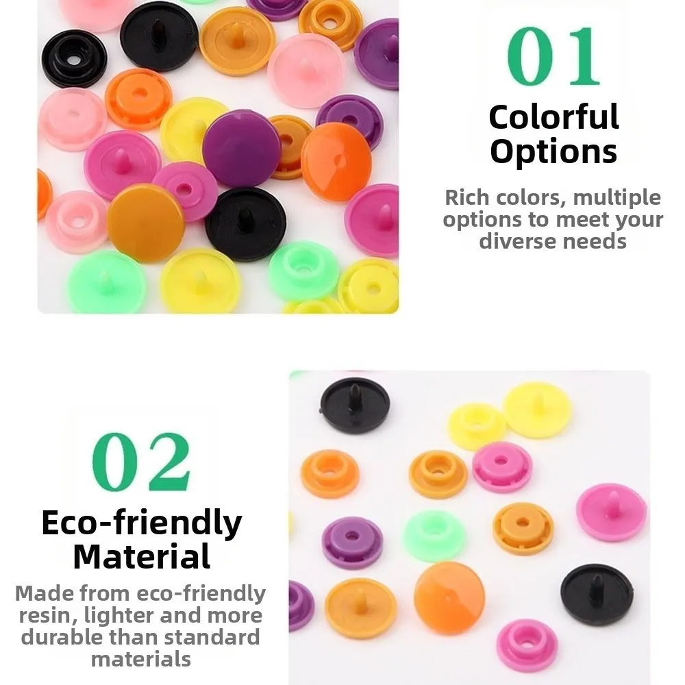 Colored Snaps Fastener Pliers Kit Metal Press Pliers Resin Snap Buttons Auto-lock Seamless Design Press Stud Buttons Handbags