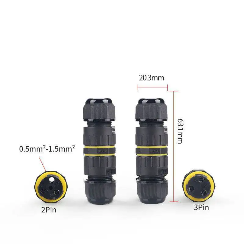 M16 Straight-through Multi-core Locking Line IP68 Waterproof Connector Outdoor Street Light Docking Waterproof Connector