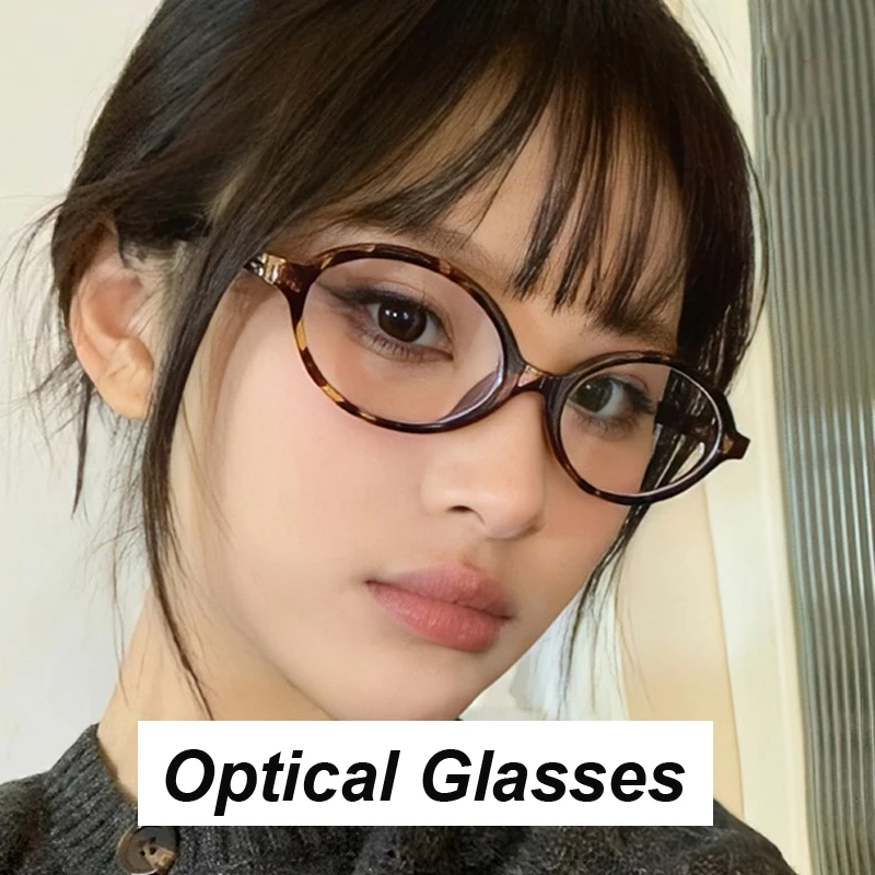 

Korean Style Retro Oval Samll Frame Glasses Fashion Ladies Lovely Ins Plain Eyeglasses Computer Anti Blue Light Optical Glasses