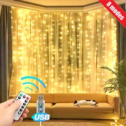 LED Curtain Lights USB Power Colorful Fairy Lights with Remote Timer Waterproof Indoor String Lights Party Christmas Decoration