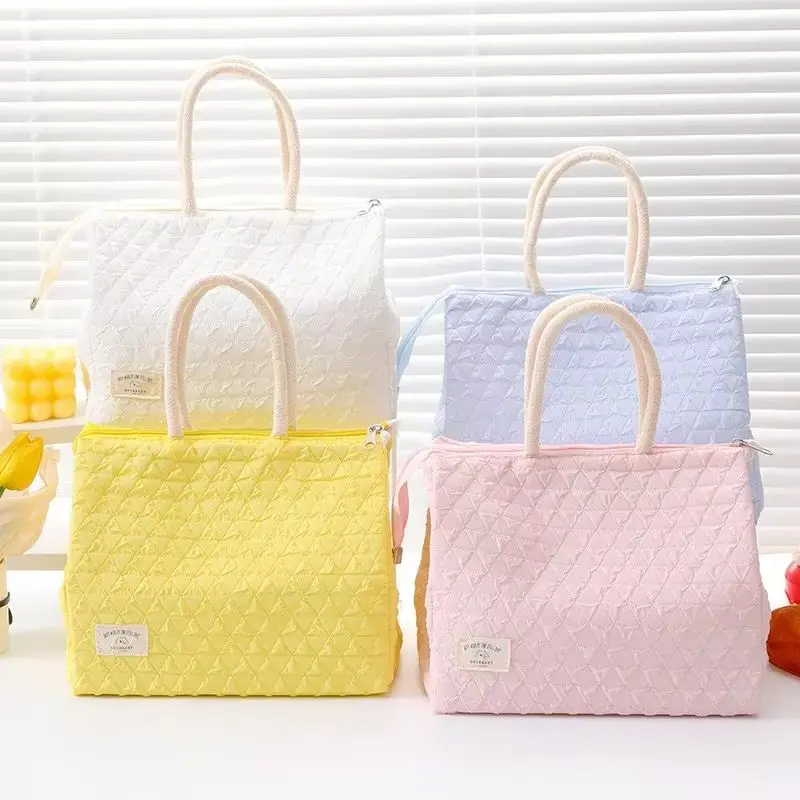 New Large Capacity Handheld Macaron Insulated Lunch Bag Office Lunchbox Bag Student Lunch Bag Fresh-Keeping Mommy Storage Bags