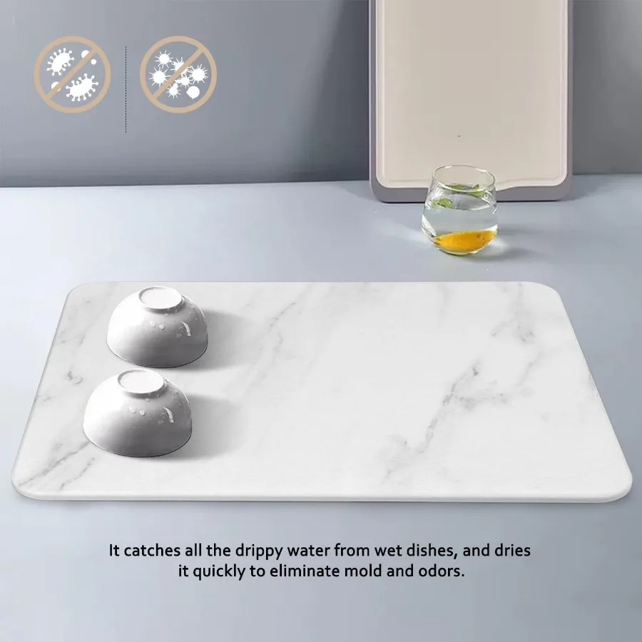 حصيرة تجفيف الأطباق الحجرية لطاولة المطبخ التجفيف السريع دياتومي الأرض حجر حصيرة سوبر ماصة طبق تجفيف وسادة مقاومة للحرارة