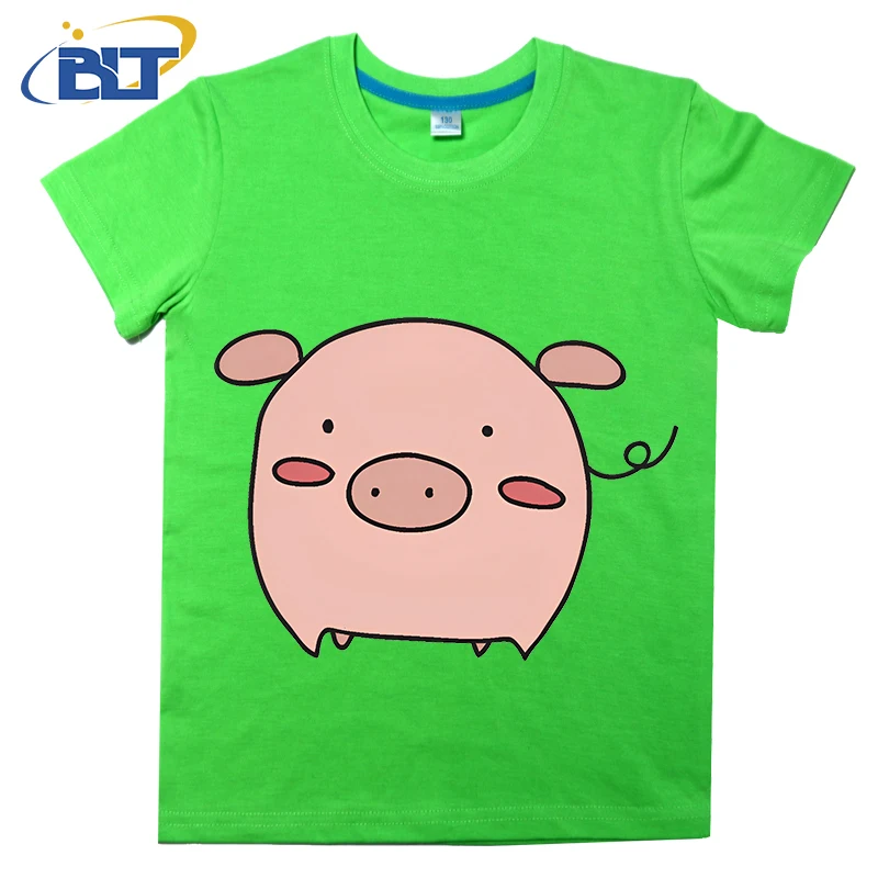 Little Pink Piggy printed kids T-shirt, summer cotton short-sleeved casual top, suitable for both boys and girls