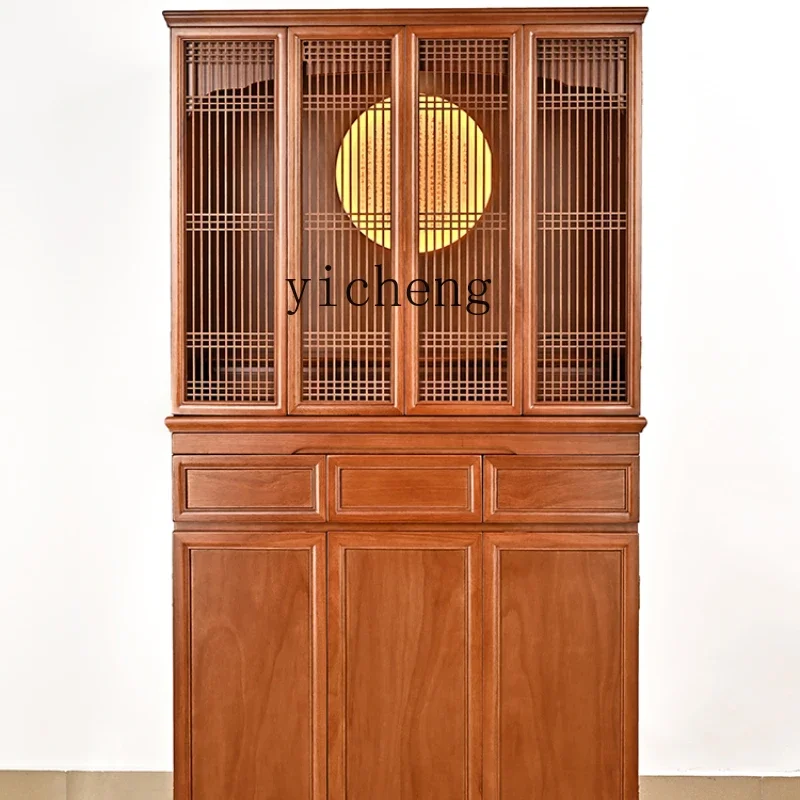 solid wood Buddhist niche with door household vertical cabinet simple style Shentai God of Wealth offering table