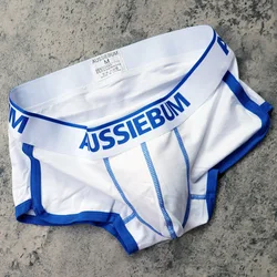 AUSSIRBUM men's boxers Fashion trend Preppy cotton U convex design underwear preppy Youth stretch jockstrap shorts