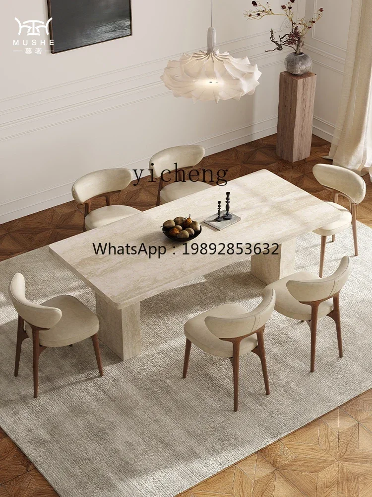 Retro Cave Stone Stone Plate Dining Tables and Chairs Set Modern Home Designer Sample Room Middle Ancient Dining Table