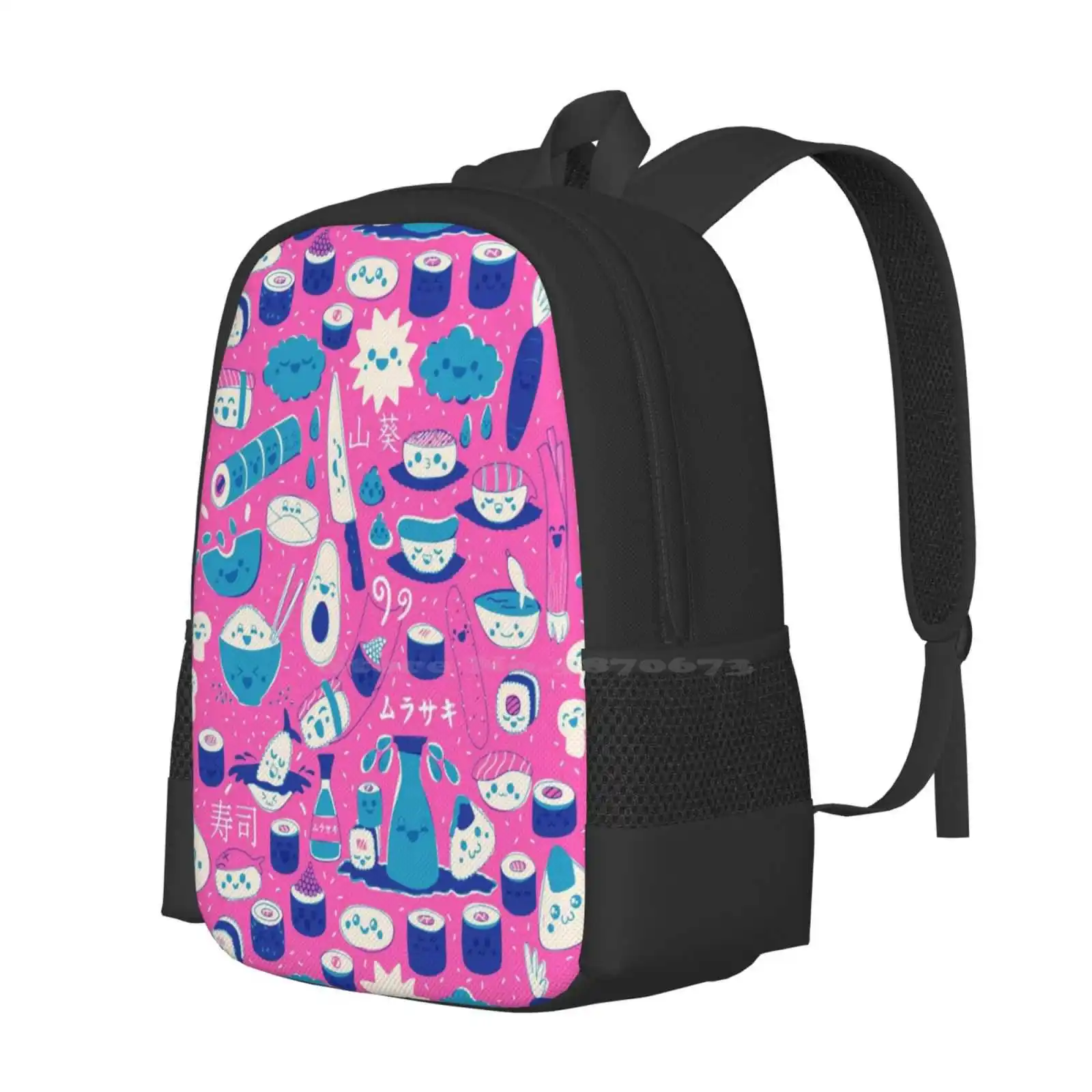 Sushi Fun Park Backpacks For School Teenagers Girls Travel Bags Sushi Soy Sauce Wasabi Nigiri Maki Sashimi Inari Kawaii