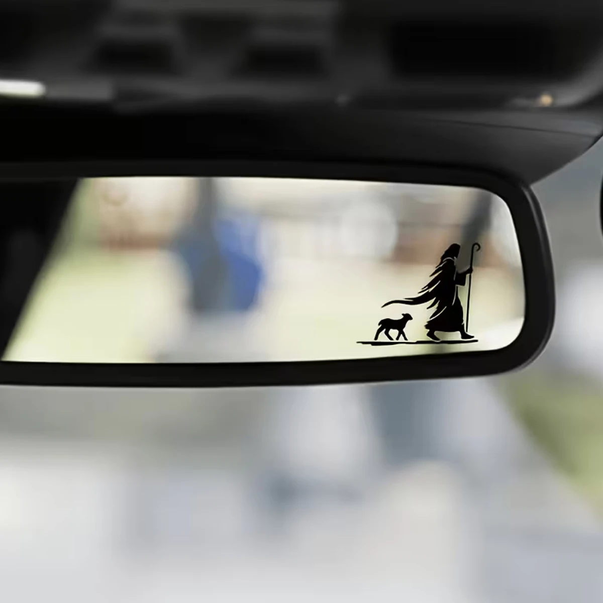 Jesus And the Sheep Faith Car Sticker Decal Self-Adhesive Durable Vinyl Bumper Sticker for Rearview Mirror