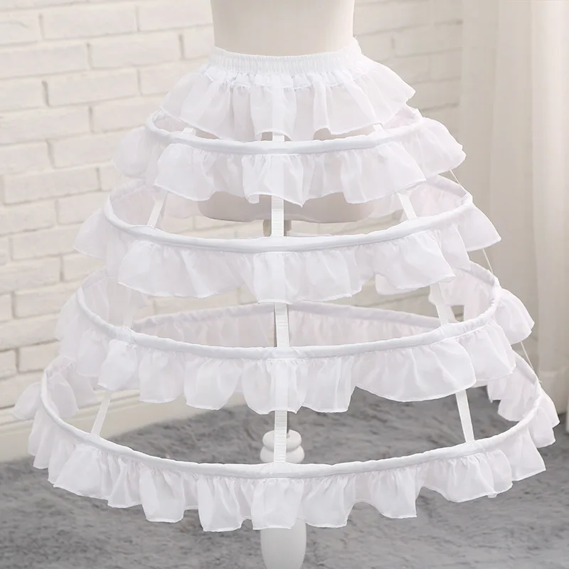 Lolita 4-Layer Birdcage Support Lolita Fishbone Daily Violence Crinoline Bell-Shaped Support A- line Dress Ruffled