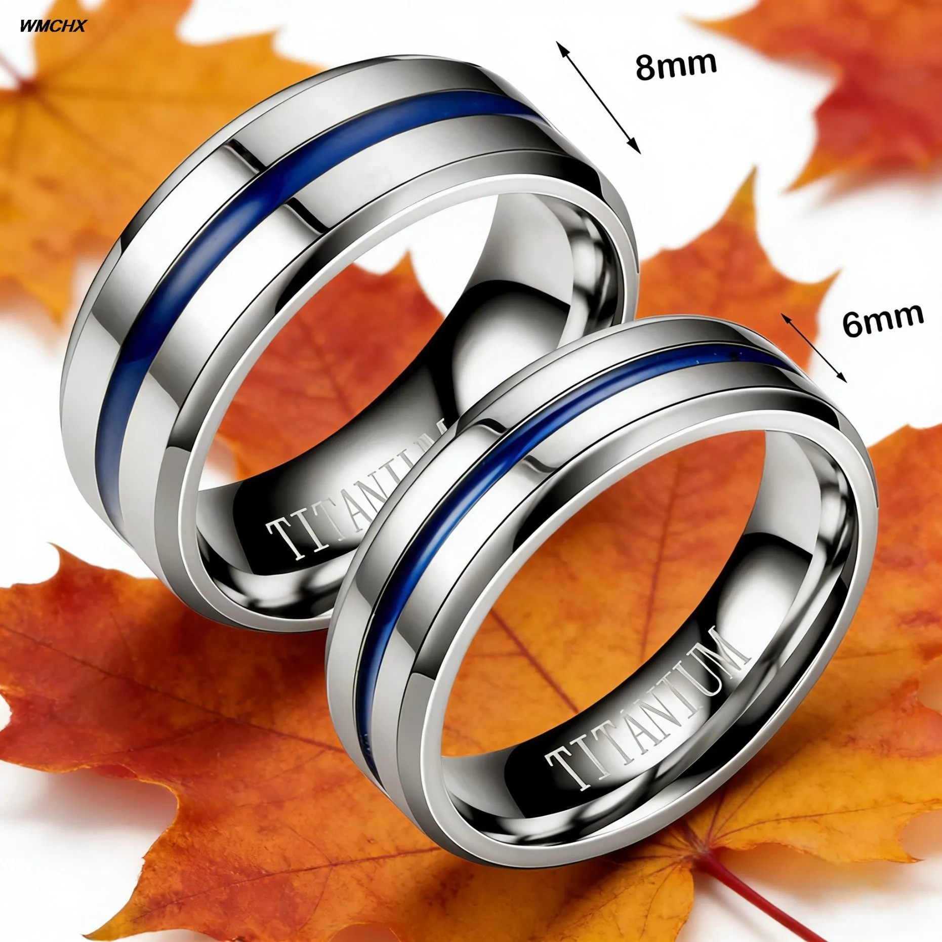 8mm Red Groove Beveled Edge Black Stainless Steel Ring For Men Black Brushed Steel Engagement Personalized ring