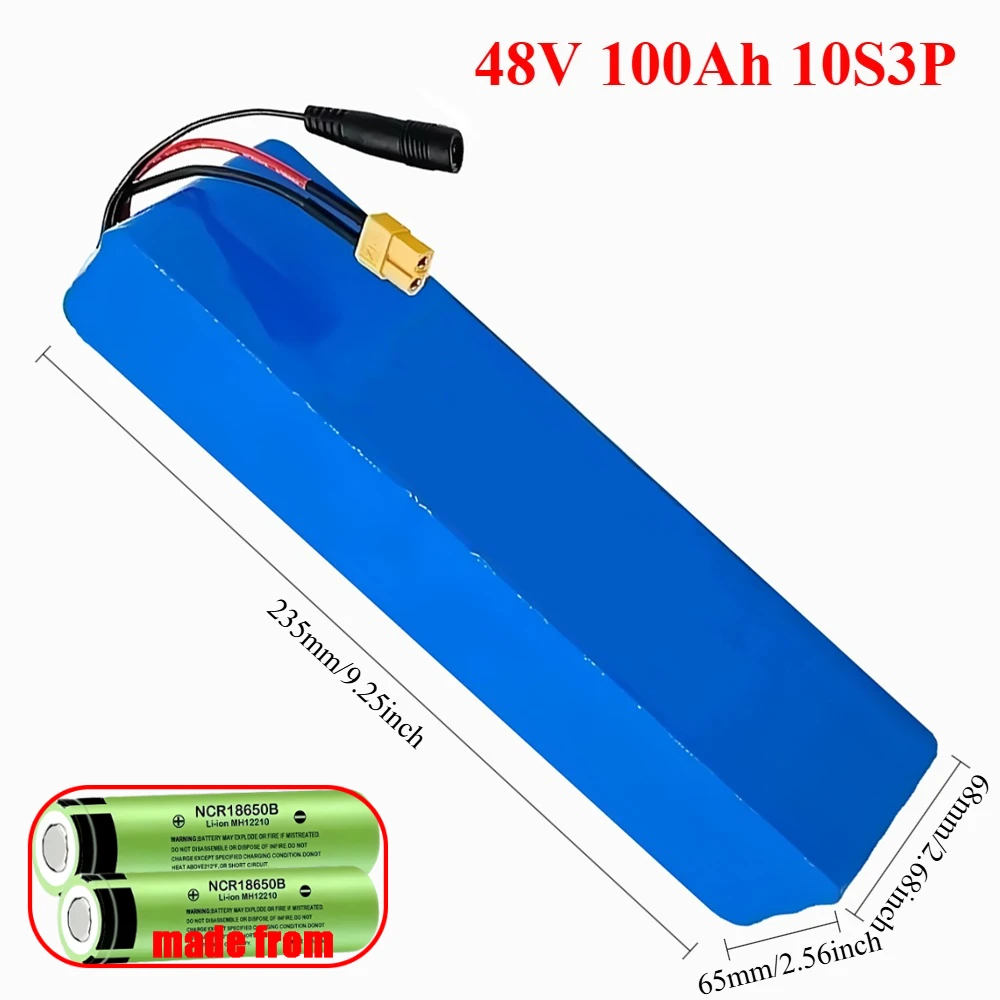 New 18650 48V 100Ah 2000W 13S3P DC/T Lithium Ion Battery，for 54.6V electric skateboard commuting skateboard Built-in BMS