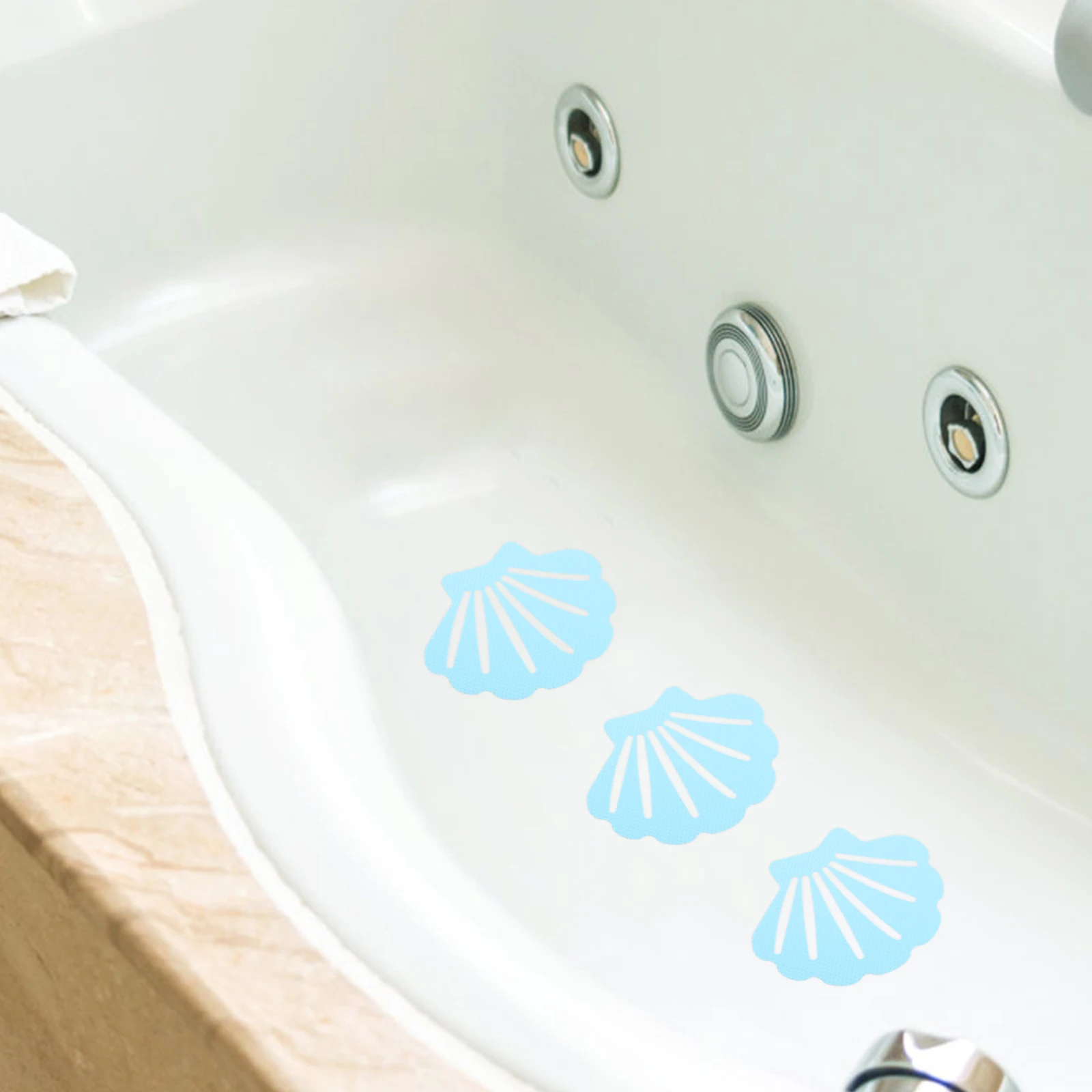 

12pcs Blue Creative Shell Shape Non Slip Bath Stickers Anti Skid Decals Self Adhesive Bathroom Safety Treads