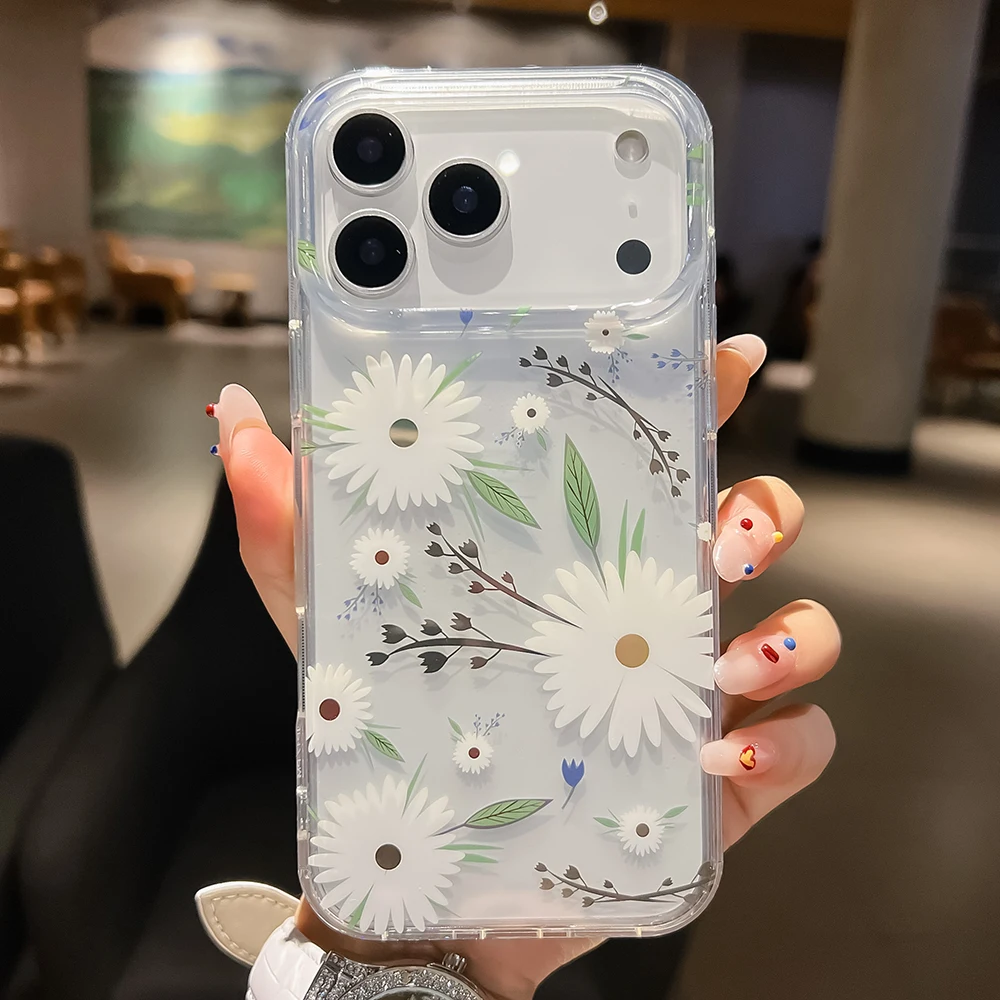 Luxuriöse Handyhülle mit Blumenmuster für iPhone 18 17 Air 16 15 14 13 12 11 Pro Max 16E, stoßfeste, harte Acryl-Rückseite – Detail 12
