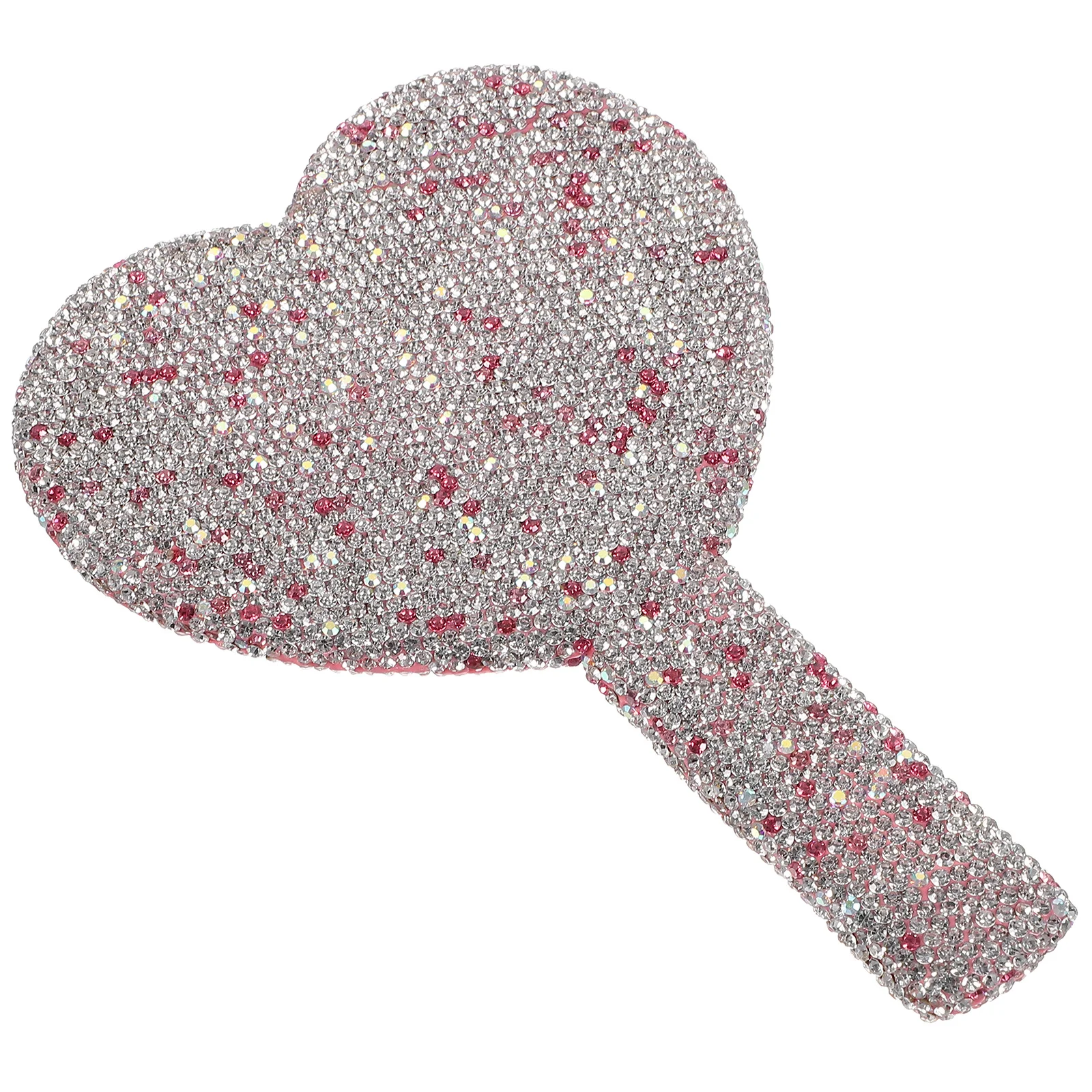 Espelho em forma de coração strass bolsa maquiagem compacta portátil viagem durável material abs requintado artesanato claro