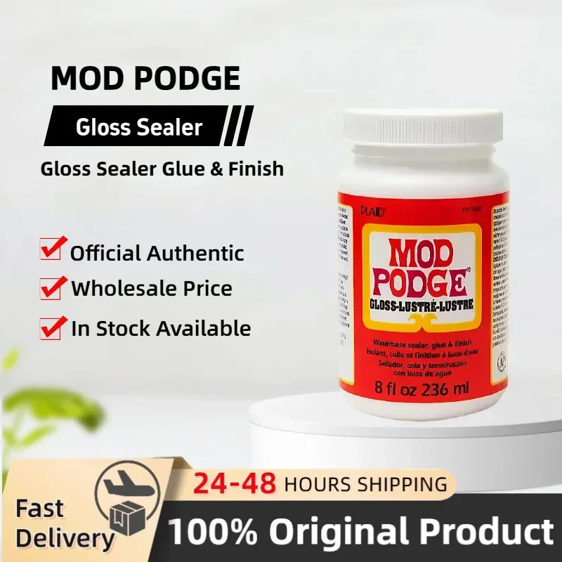 Mod Podge Gloss Sealer Glue Finish for Paper Wood Fabric Craft Quick Dry Non Toxic Clear Coating 2oz 4oz 8oz - Original Product