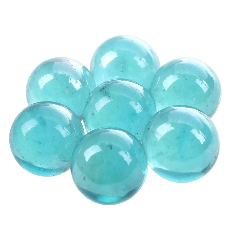 20 Pcs Marbles 16Mm Glass Marbles Knicker Glass Balls Decoration Color Nuggets Toy Light Blue