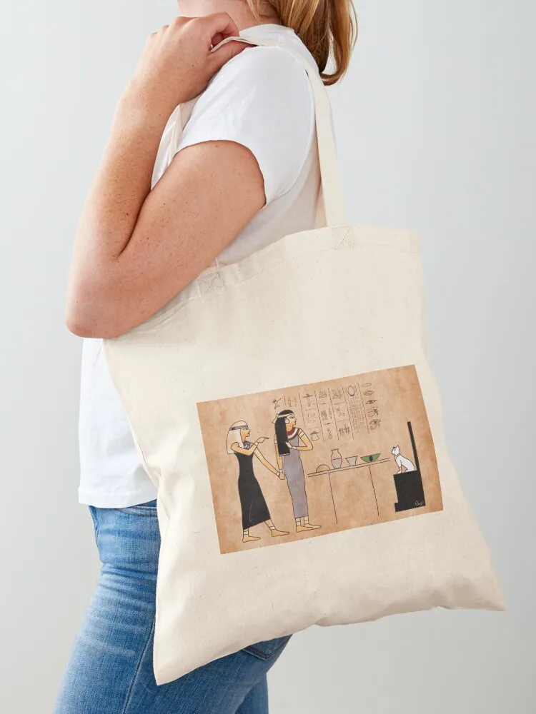 

Woman yelling at cat in ancient Egypt Tote Bag Women's beach bags bag luxury women reusable grocery bags tote bag university