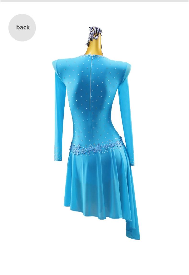 Lateinamerikanisches Tanzkostüm, passendes Kleid für Mädchen, Abendkleidung für Damen, Wettbewerbsanzug, Tanzkleidung für Bühnen- und Festivalaufführungen, Rock, Tanzkleidung für Ballsaal. – Detail 10