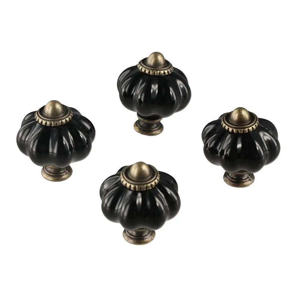 Simple Single Hole Ceramic Pumpkin Handle Round European Style Cabinet Knob Vintage Door Pull Handles Wine Cabinet
