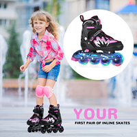 Inline Skate Shoes Kids Adjustable Roller Skates with Light-Up Wheels Secure Triple Closure System for Girls Boys
