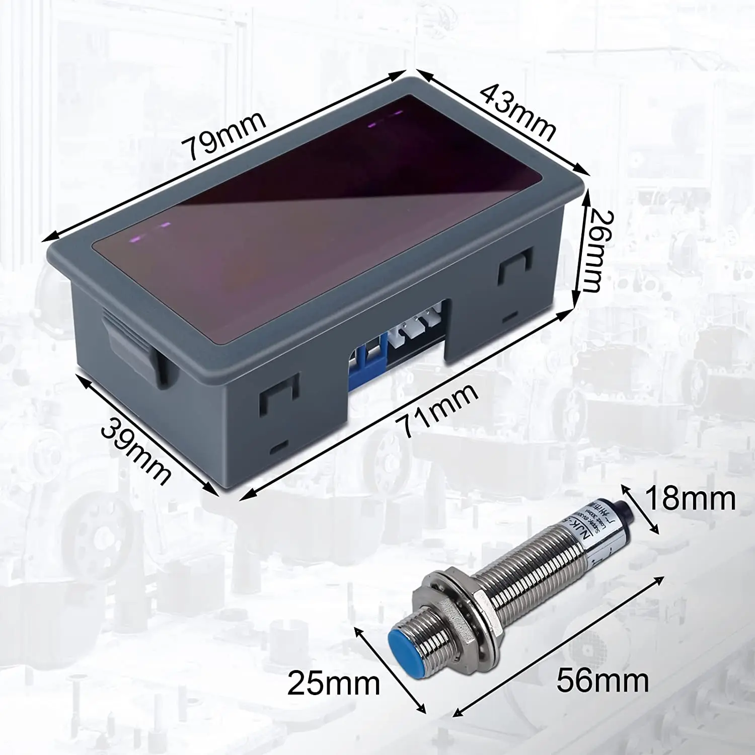 Tacômetro conduzido digital do motor da c.a. 110v 220v 4bit do medidor de velocidade do rpm do tacômetro com sensor npn do interruptor de