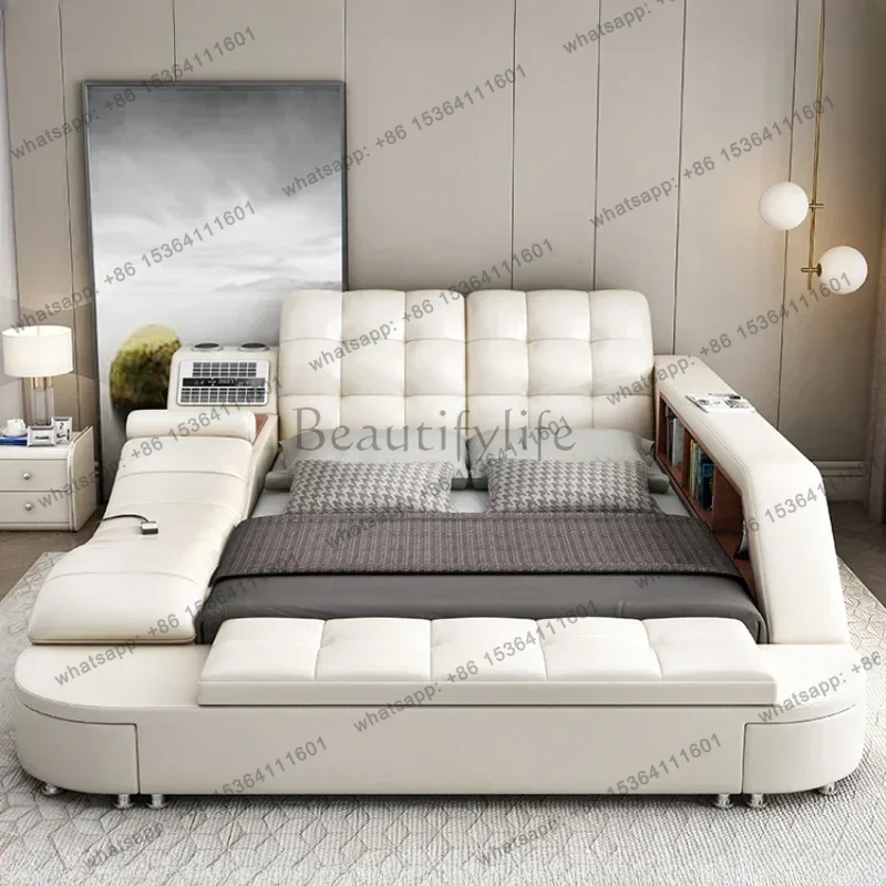 LJY Master Under Storage Double Bed Aesthetic Master Nordic Multifunctional Bedroom Bed Frame Modern Design Cama Casal Furniture