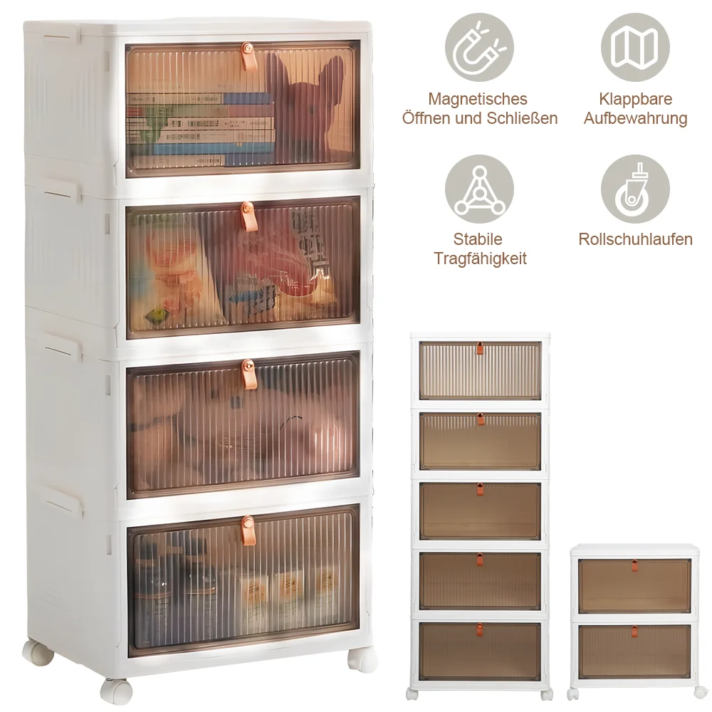 Multifunktionaler Faltbarer Aufbewahrungsschrank Staubdichter Kleiderschrank-Organizer Einfach zu Installierende Aufbewahrungsboxen 3/4/5-stöckige Aufbewahrungsbox