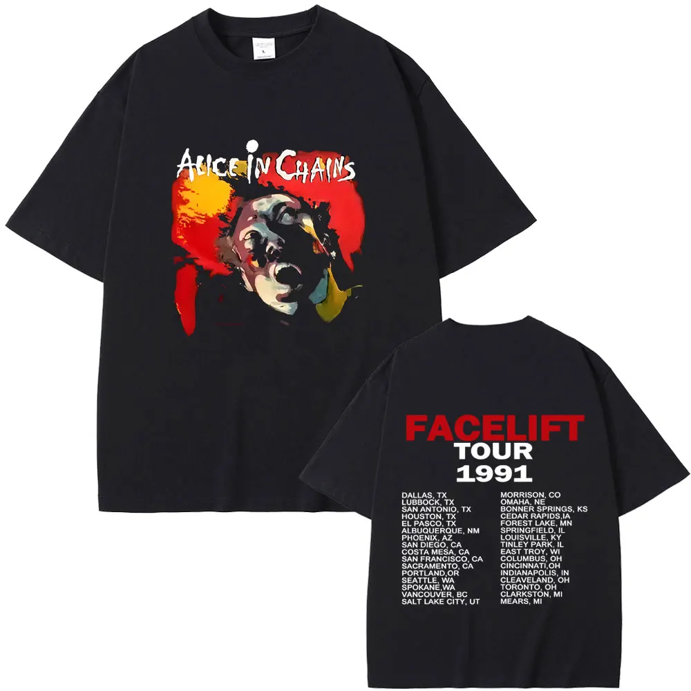 

Fashion Rock Band Alice in Chains Face Lift Tour 1991 T-shirt Men Women Casual Oversized T Shirts Unisex Soft Cotton Tshirt Tops