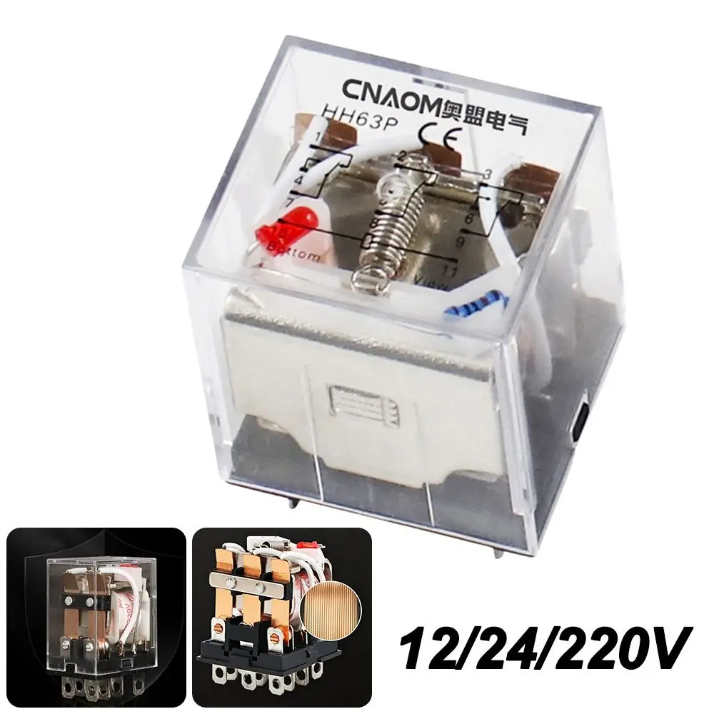 Industrial HH62P Power Relay High Current Universal DPDT Relay 12/24/220V Micro Mini Relay Electronics