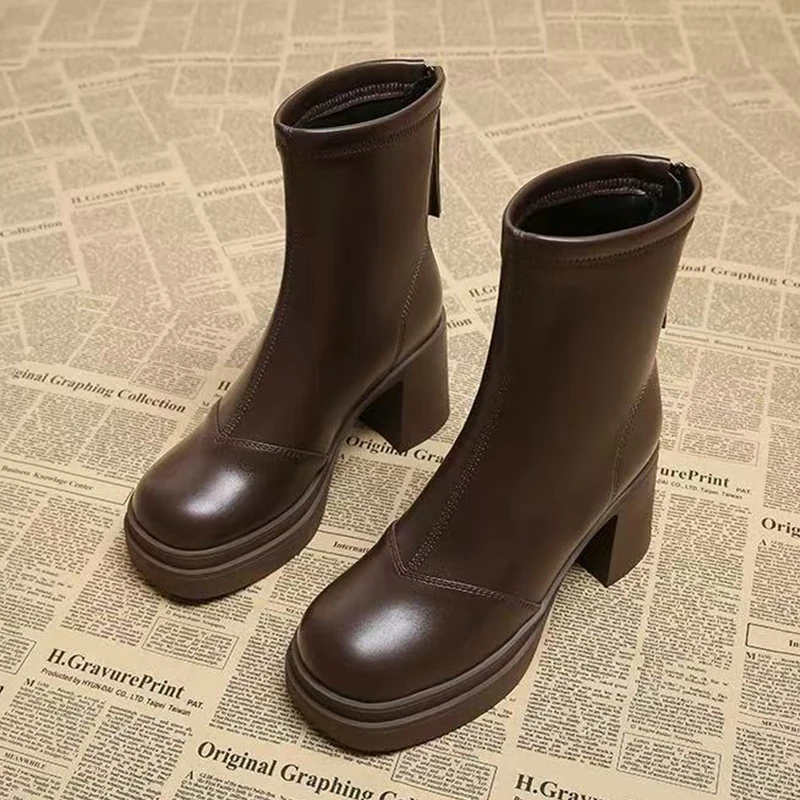 

Ankle Boots for Women High Heels Fashion Shoes Designer Chunky Winter Boots Woman Luxury 2025 Dress New Chelsea Botas Ladies