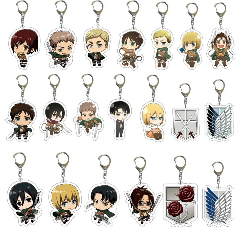 Anime Attack of The Giants Levi Ackerman Allen Yeager Keychain Pendant Role Playing Double Sided Acrylic Keychain Cosplay Anime