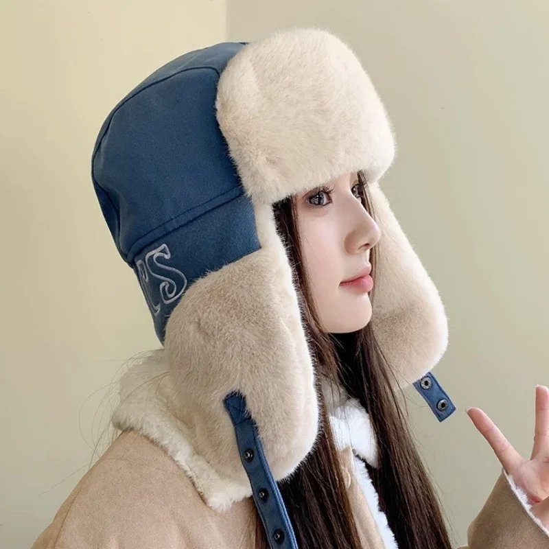 Hat Men and Women Cold Protection in Autumn and Winter Wind Pilot Cap Northeast Cycling Earflaps Warm Hat Cotton Thickened Glass