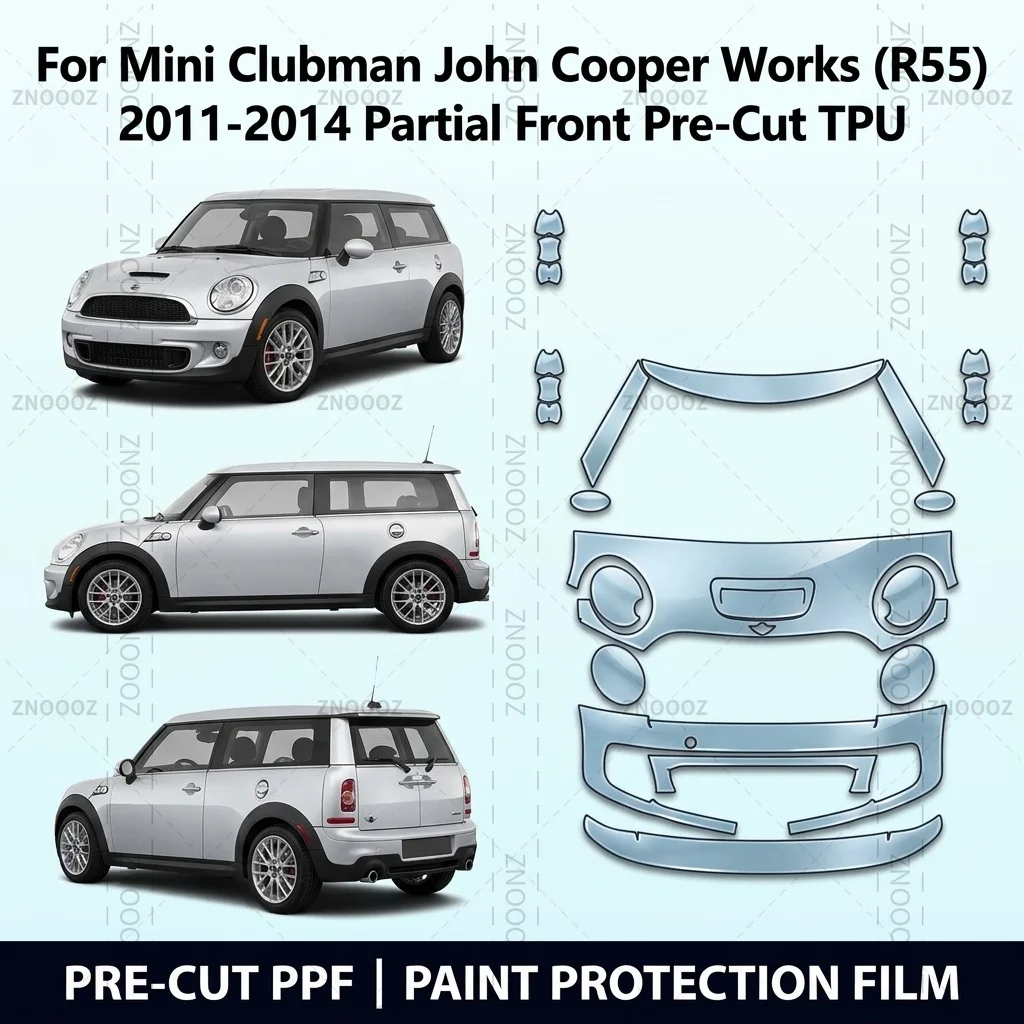 For Mini Clubman John Cooper Works (R55) 2011-2014 Partial Front Pre-Cut TPU PPF Paint Protection Kit, Self Healing Hydrophobic