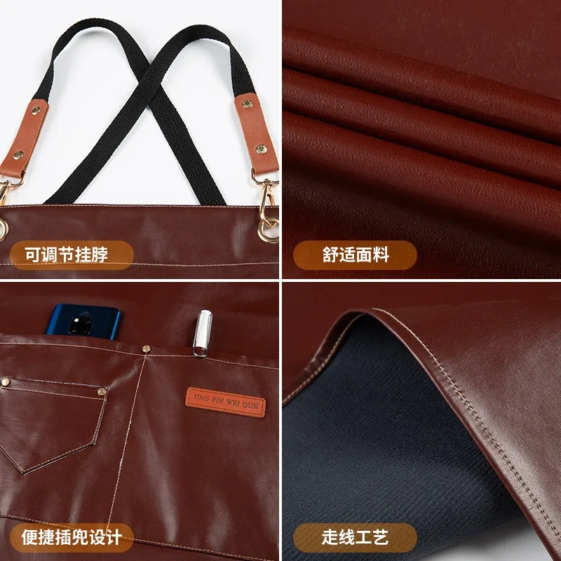 متوفر في المخزون شعار مخصص مقاوم للماء بولي Leather الجلود العمل المئزر لبارتياد الخبز الزهور نادل الخصر التفاف في المخزون الشحن السريع