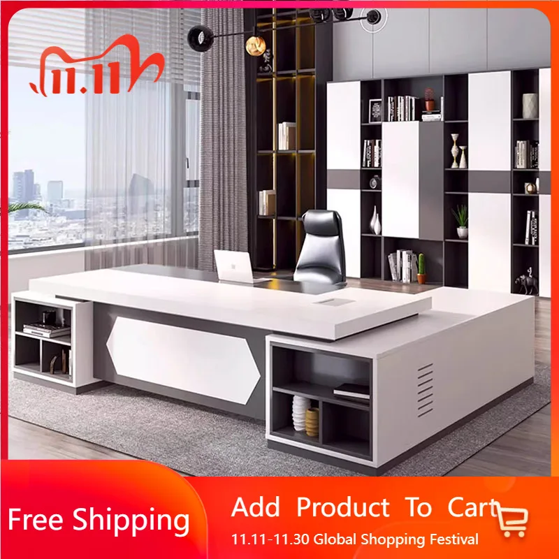 

White Bedroom Office Desk Standing Executive Luxury Lshaped Organizers Office Desk Minimalist Display Tavolo Trendy Furniture