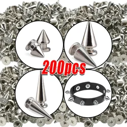 Puntas de cono de doble tapa de Metal para ropa, remaches redondos para ropa, artesanía de cuero, tachuelas y clavos, 200 piezas