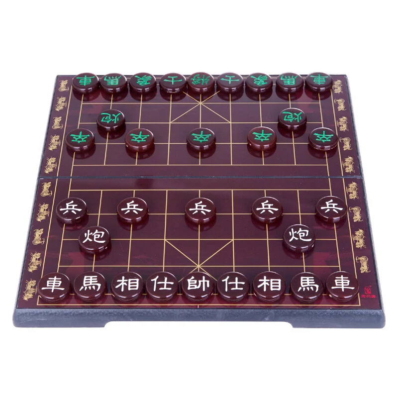 QZ Chinese chess red chessboard set, imitation jade folding magnetic chess table