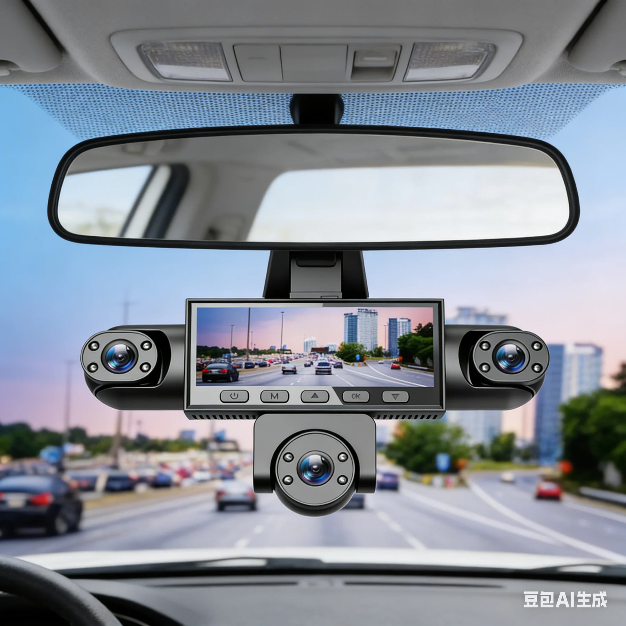 

5-канальный автомобильный видеорегистратор с режимом парковки 24/7 и обзором 360° ° Регулируемая широкоугольная камера 4K HD для ночного видения на приборной панели