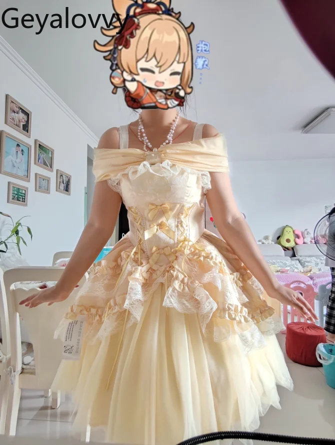 

Japanese Style Original Mesh SK Fishbone Bra Lolita Summer New Sweet Girl Bowknot Slim Crop Tops and High Waist Skirt Set