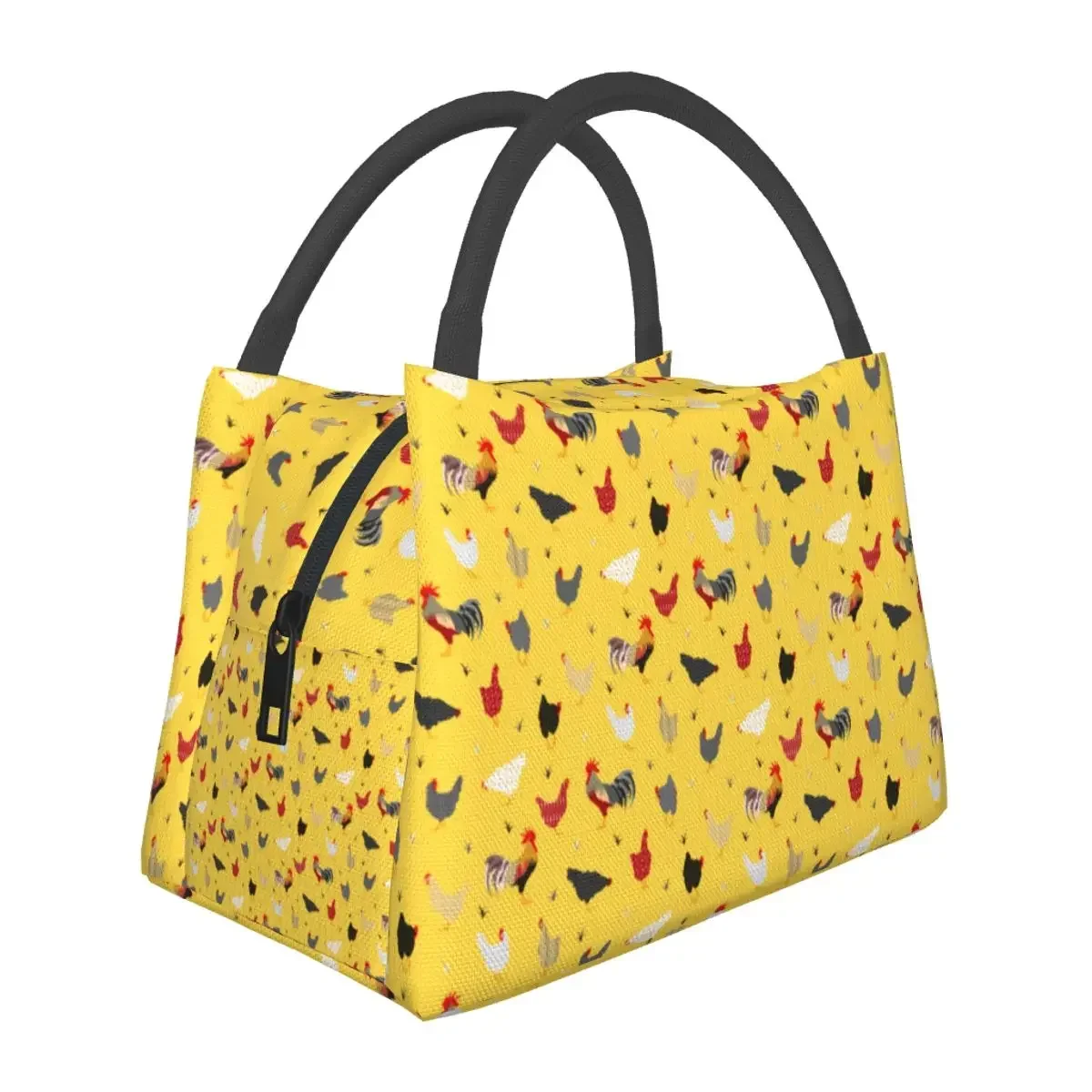 

Chicken Farm Lunch Bag Modern Geometric Memphis Print Lunch Box Casual Picnic Cooler Bag Insulated Oxford Thermal Tote Handbags