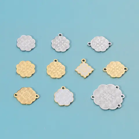 MaiLun 50pcs Customized Hmong Charms Stainless Steel Tags Corrosion engraved Hmong Charms for Bracelet Earring Necklaces